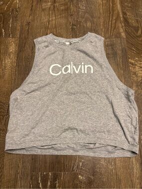 Calvin Klein Gray Performance Crewneck Tank with White Logo Size M